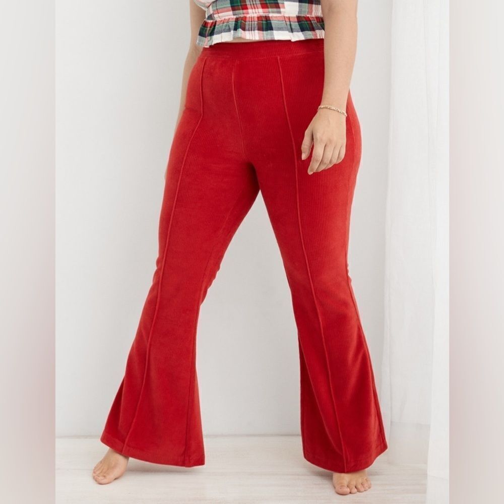 Aerie Groove-On Rib Velour Flare Pant Nwt Large Regular